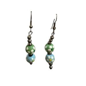 Green and Blue Beaded Earrings